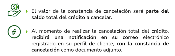 Emisión automática de constancia de cancelación de crédito